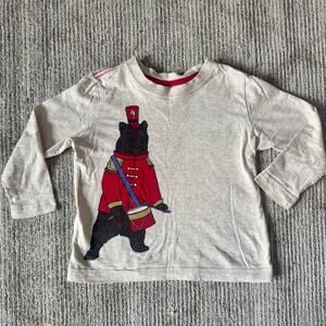 Hanna Andersson Longsleeve Shirt Holiday Bear Drummer Cream 3T